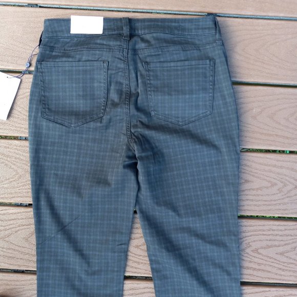 NWT NYDJ Sheri Stretch Slim Jeans Grey Mini Check Sz 6 - Picture 6 of 10